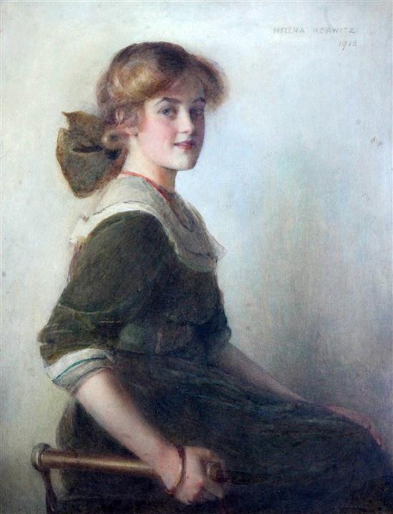 Helena Horwitz (d.1921) Phyllis, portrait of a seated girl, 23 x 18in.